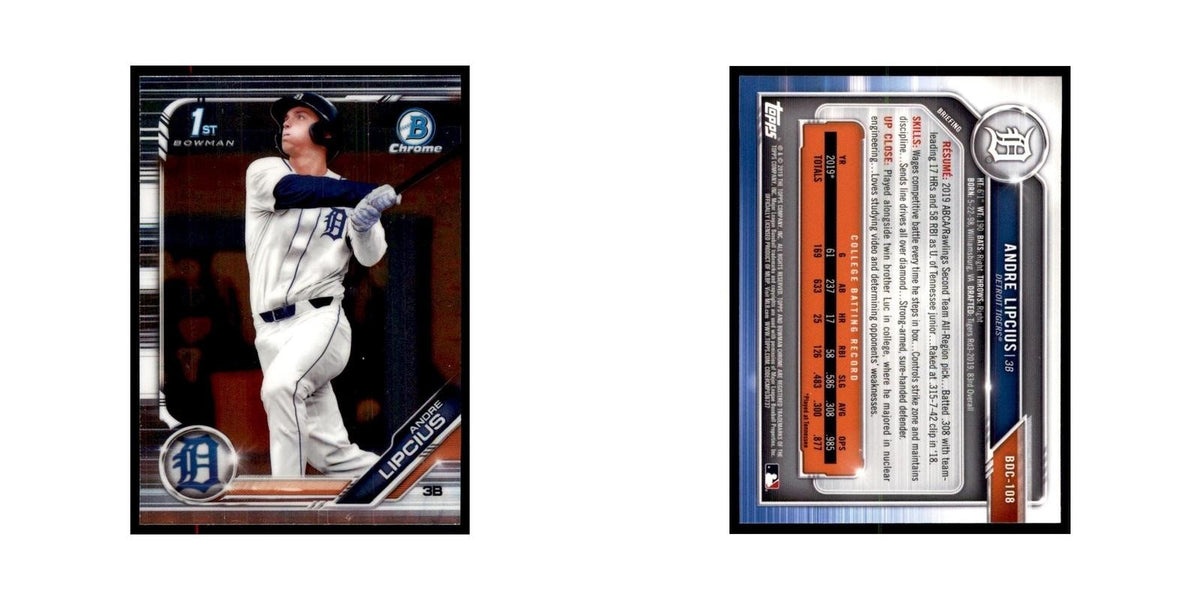 Andre Lipcius 2019 Bowman Draft Chrome #BDC-108 Detroit Tigers Baseball Card NM