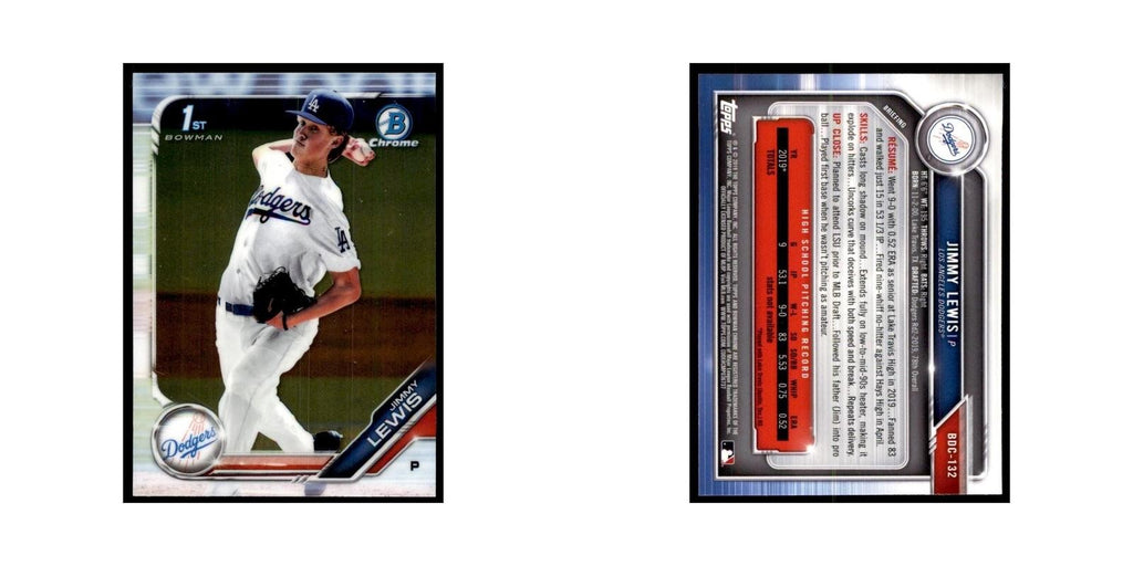 Jimmy Lewis 2019 Bowman Draft Chrome #BDC-132 Los Angeles Dodgers NM
