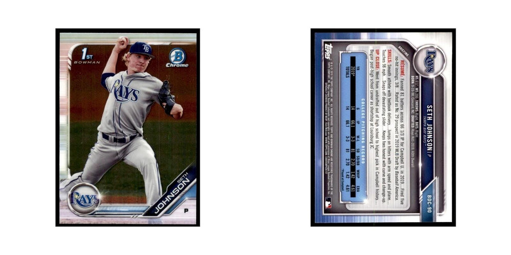 Seth Johnson 2019 Bowman Draft Chrome #BDC-90 Tampa Bay Rays Baseball Card NM