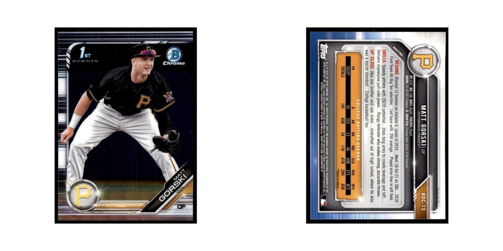 Matt Gorski 2019 Bowman Draft Chrome #BDC-73 Pittsburgh Pirates Baseball Card NM