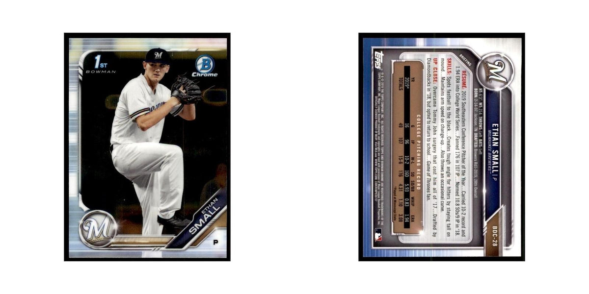 Ethan Small 2019 Bowman Draft Chrome #BDC-28 Milwaukee Brewers Baseball Card NM