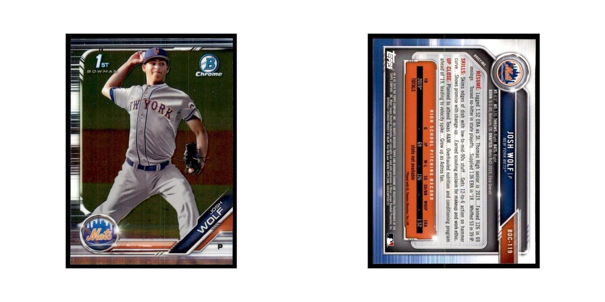Josh Wolf 2019 Bowman Draft Chrome #BDC-119 New York Mets Baseball Card NM