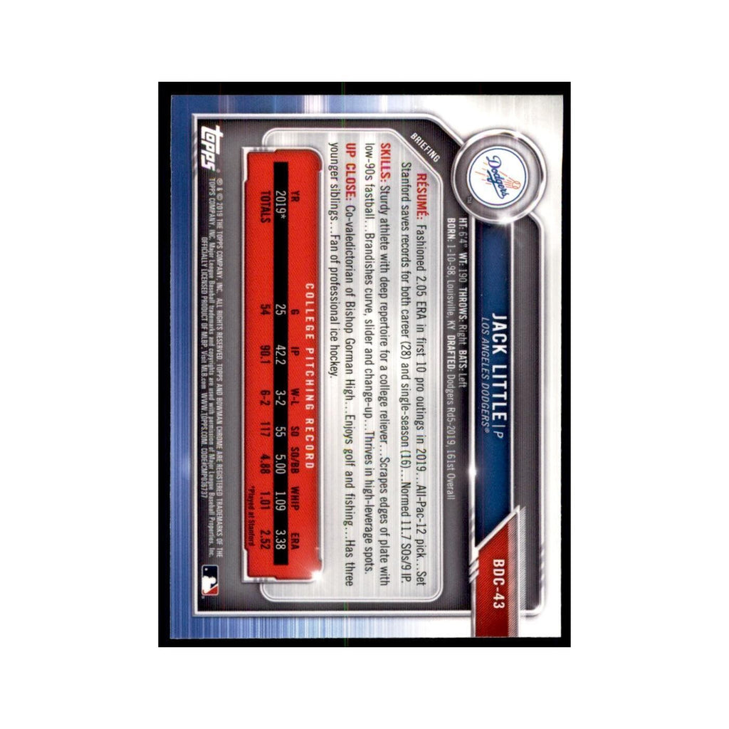 Jack Little 2019 Bowman Draft Chrome #BDC-43 Los Angeles Dodgers NM