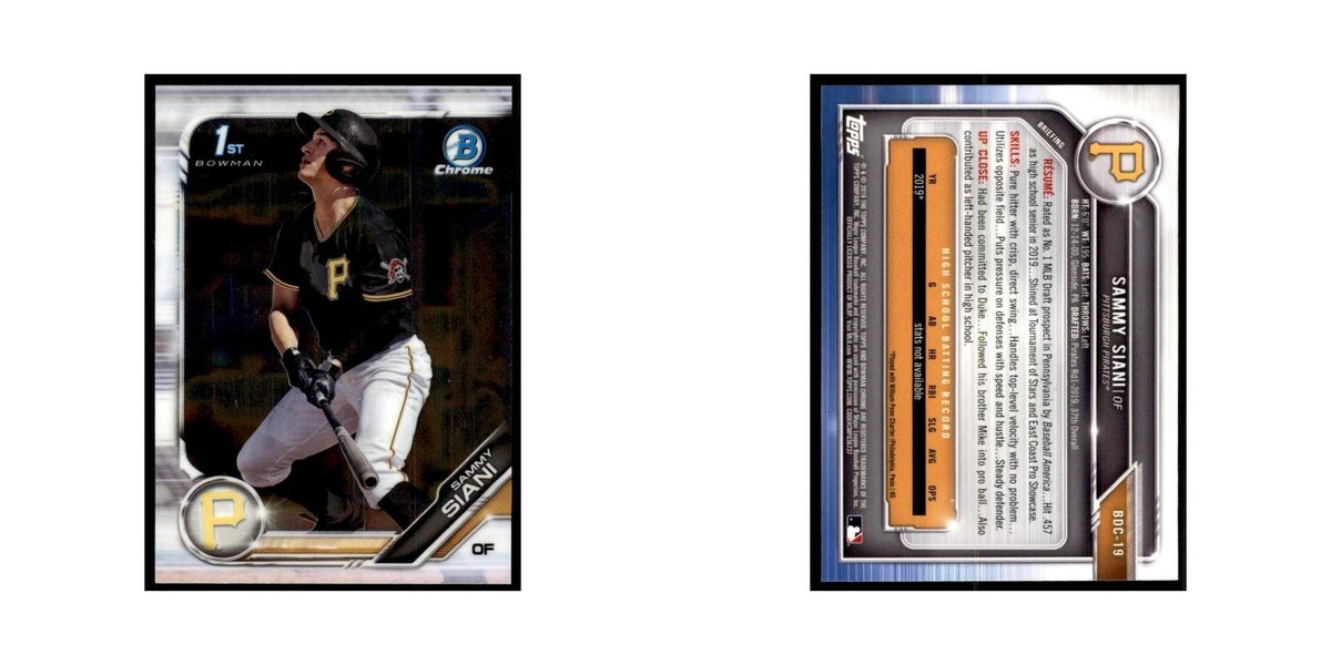 Sammy Siani 2019 Bowman Draft Chrome #BDC-19 Pittsburgh Pirates Baseball Card NM