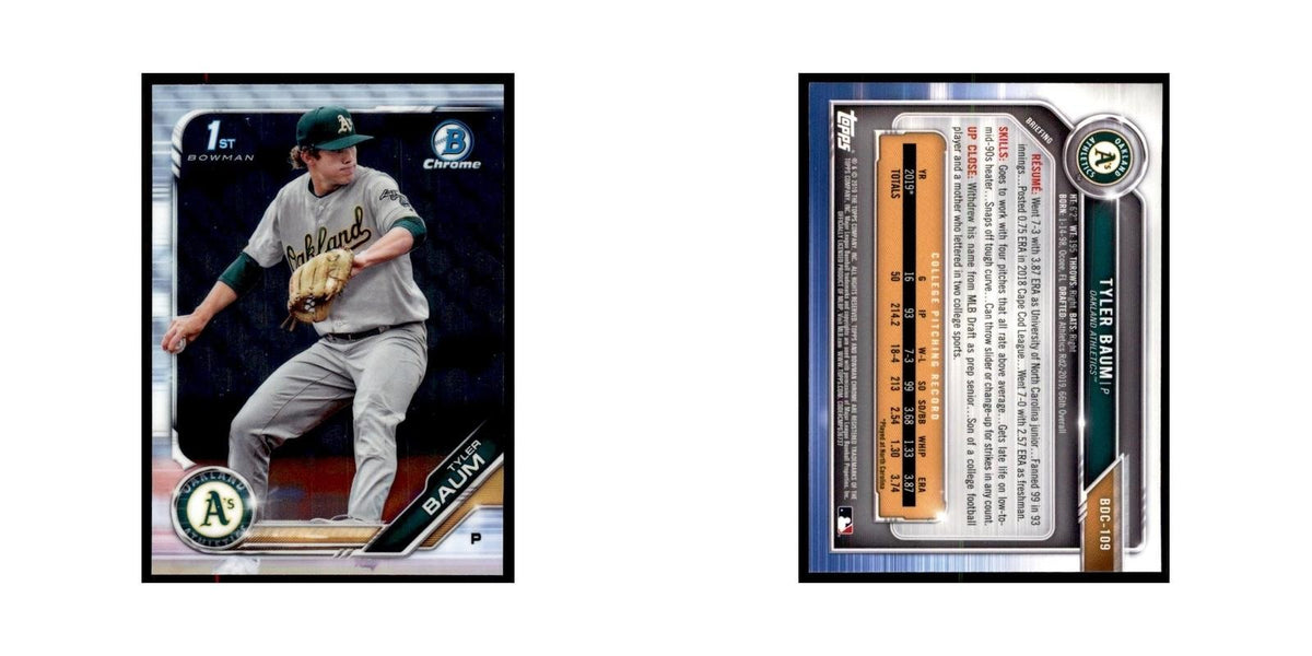 Tyler Baum 2019 Bowman Draft Chrome #BDC-109 Oakland Athletics Baseball Card NM