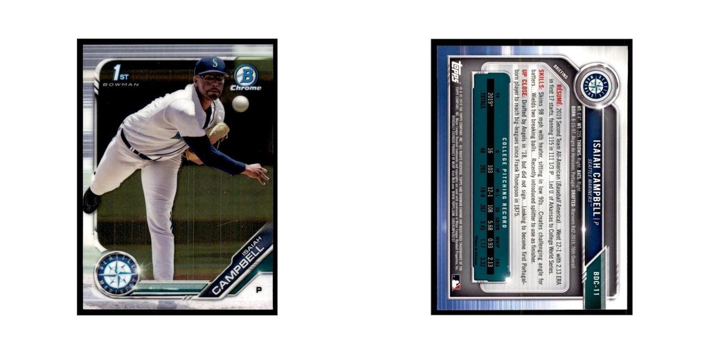 Isaiah Campbell 2019 Bowman Draft Chrome #BDC-11 Seattle Mariners NM