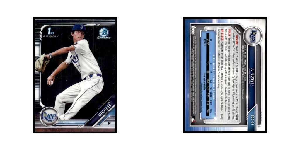 JJ Goss 2019 Bowman Draft Chrome #BDC-61 Tampa Bay Rays Baseball Card NM