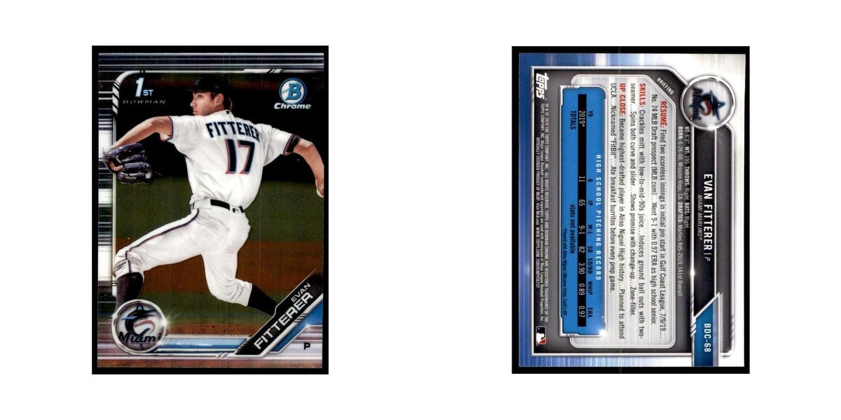 Evan Fitterer 2019 Bowman Draft Chrome #BDC-68 Miami Marlins Baseball Card NM