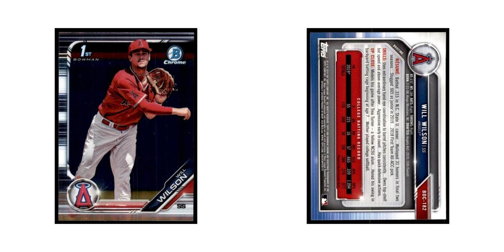 Will Wilson 2019 Bowman Draft Chrome #BDC-182 Los Angeles Angels NM