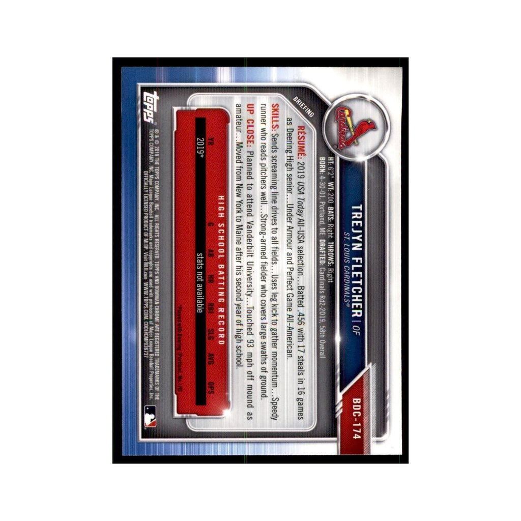 Trejyn Fletcher 2019 Bowman Draft Chrome #BDC-174 St. Louis Cardinals NM