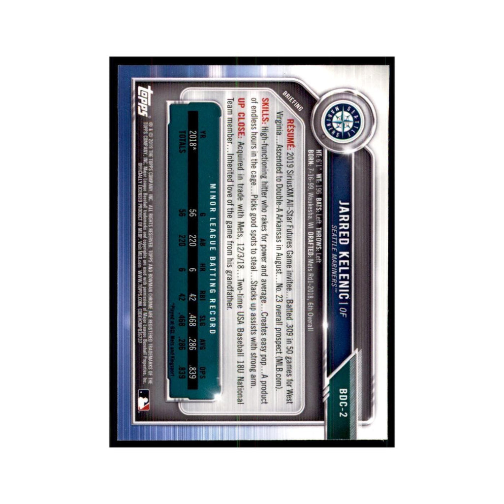 Jarred Kelenic 2019 Bowman Draft Chrome #BDC-2 Seattle Mariners Baseball Card NM