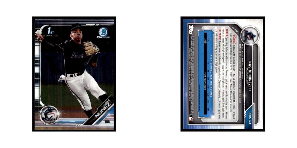 Nasim Nunez 2019 Bowman Draft Chrome #BDC-141 Miami Marlins Baseball Card NM