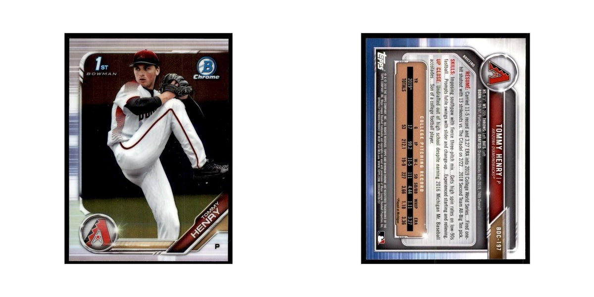 Tommy Henry 2019 Bowman Draft Chrome #BDC-197 Arizona Diamondbacks NM
