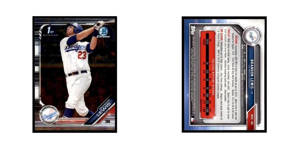 Brandon Lewis 2019 Bowman Draft Chrome #BDC-40 Los Angeles Dodgers NM