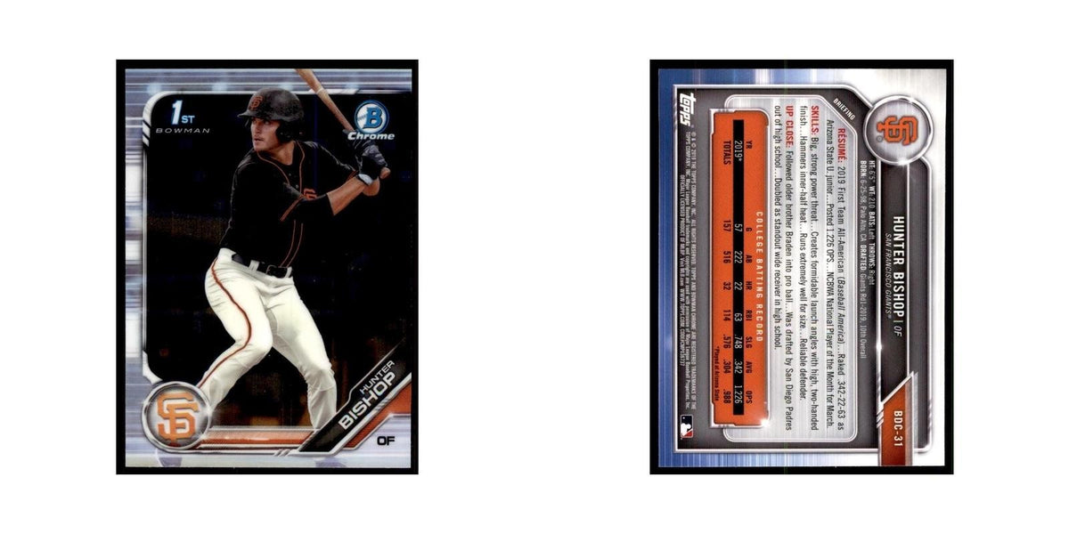 Hunter Bishop 2019 Bowman Draft Chrome #BDC-31 San Francisco Giants NM