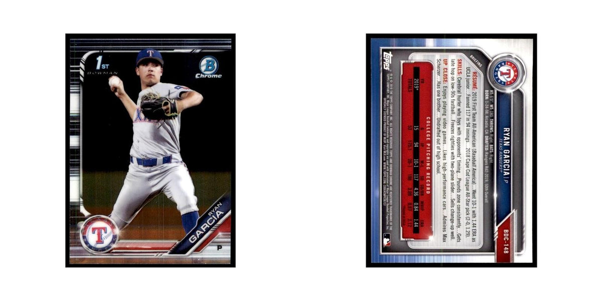 Ryan Garcia 2019 Bowman Draft Chrome #BDC-148 Texas Rangers Baseball Card NM