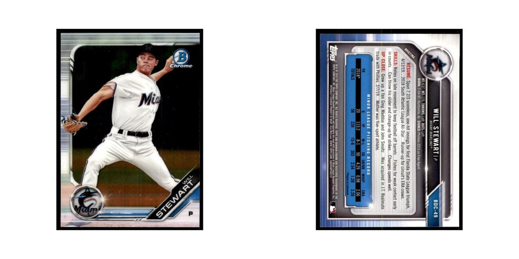 Will Stewart 2019 Bowman Draft Chrome #BDC-49 Miami Marlins Baseball Card NM