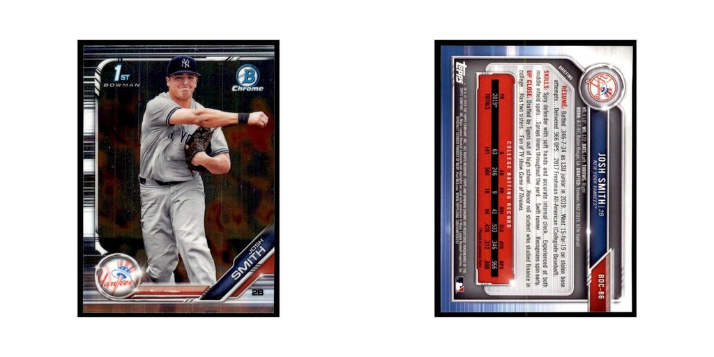Josh Smith 2019 Bowman Draft Chrome #BDC-86 New York Yankees Baseball Card NM