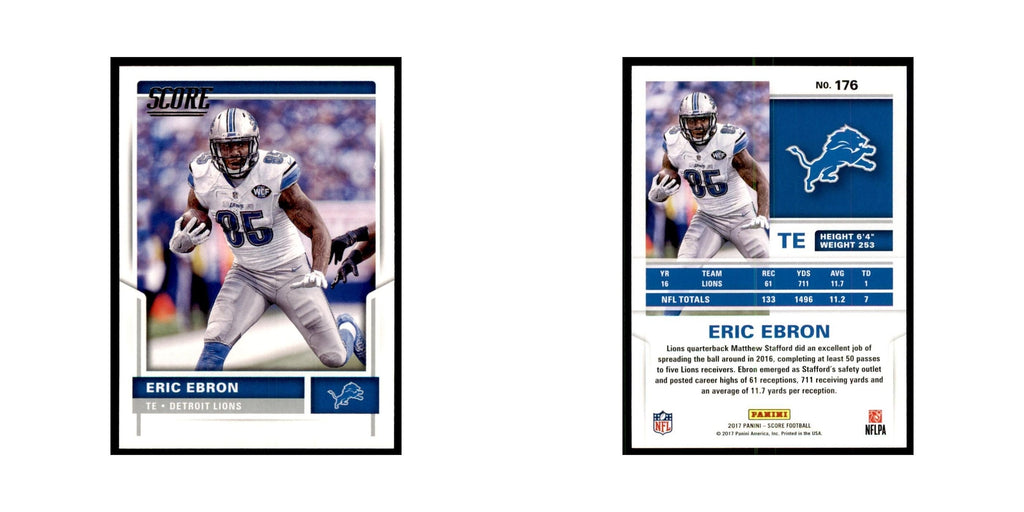 Eric Ebron 2017 Score #176 Detroit Lions Football Card NM