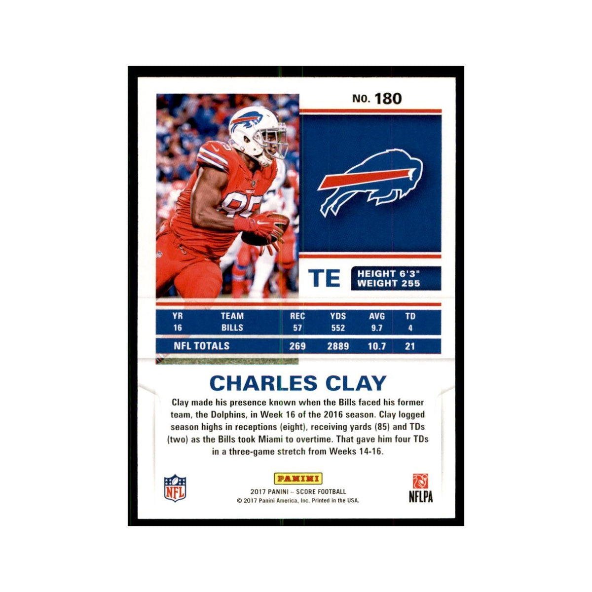 Charles Clay 2017 Score #180 Buffalo Bills Football Card NM