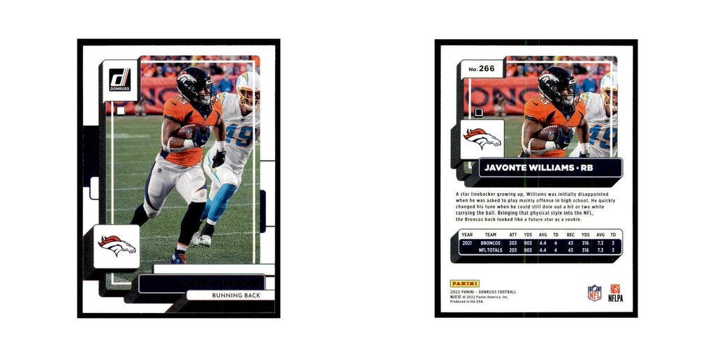 Javonte Willians 2022 Donruss #266 Denver Broncos Football Card NM