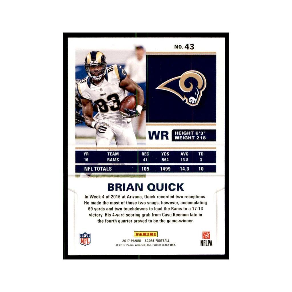 Brian Quick 2017 Score #43 Los Angeles Rams Football Card NM