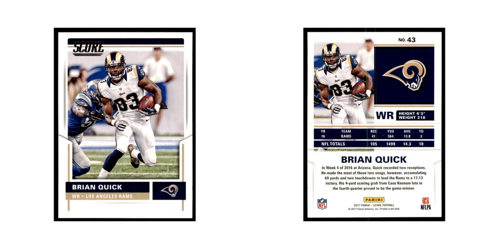Brian Quick 2017 Score #43 Los Angeles Rams Football Card NM