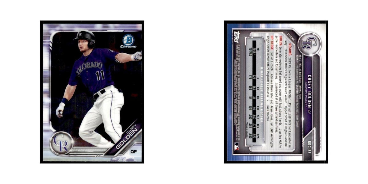 Casey Golden 2019 Bowman Draft Chrome #BDC-83 Colorado Rockies Baseball Card NM