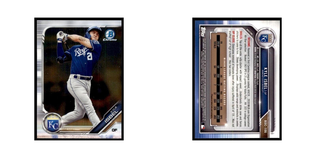 Kyle Isbel 2019 Bowman Draft Chrome #BDC-106 Kansas City Royals Baseball Card NM