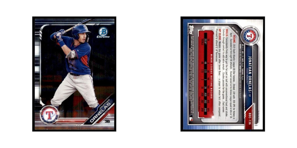 Jonathan Ornelas 2019 Bowman Draft Chrome #BDC-136 Texas Rangers NM
