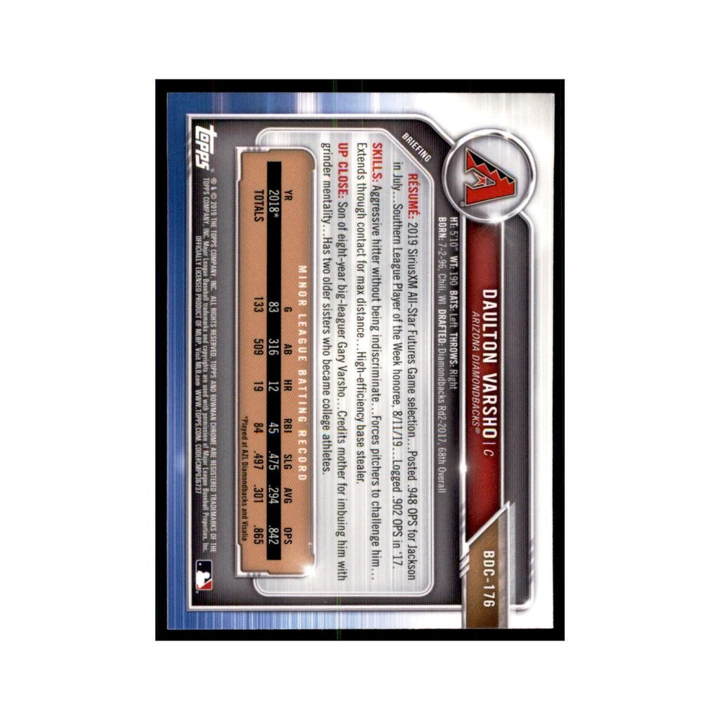Daulton Varsho 2019 Bowman Draft Chrome #BDC-176 Arizona Diamondbacks NM