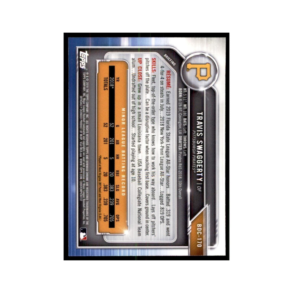 Travis Swaggerty 2019 Bowman Draft Chrome #BDC-170 Pittsburgh Pirates NM