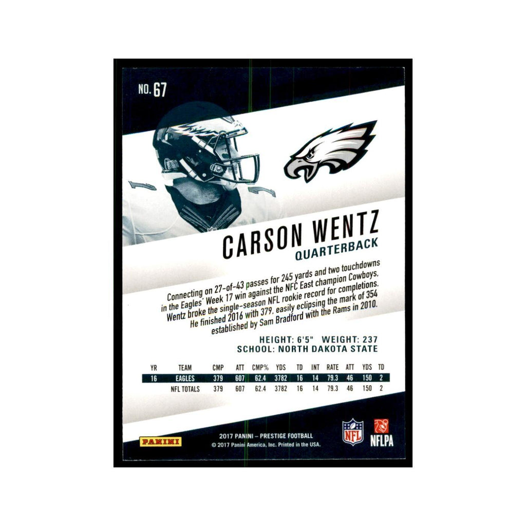 Carson Wentz 2017 Panini Prestige #67 Philadelphia Eagles Football Card NM