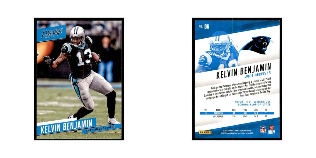Kelvin Benjamin 2017 Panini Prestige #106 Carolina Panthers Football Card NM