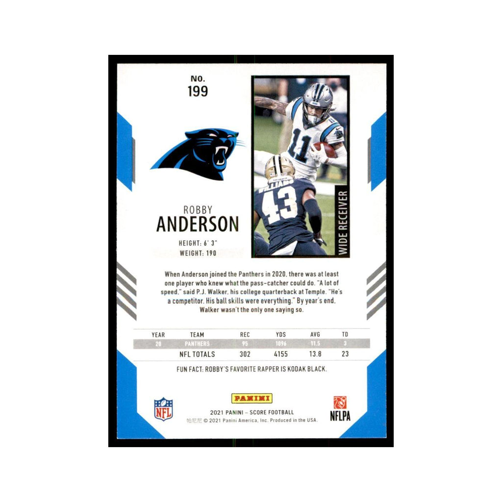 Robby Anderson 2021 Score #199 Carolina Panthers Football Card NM
