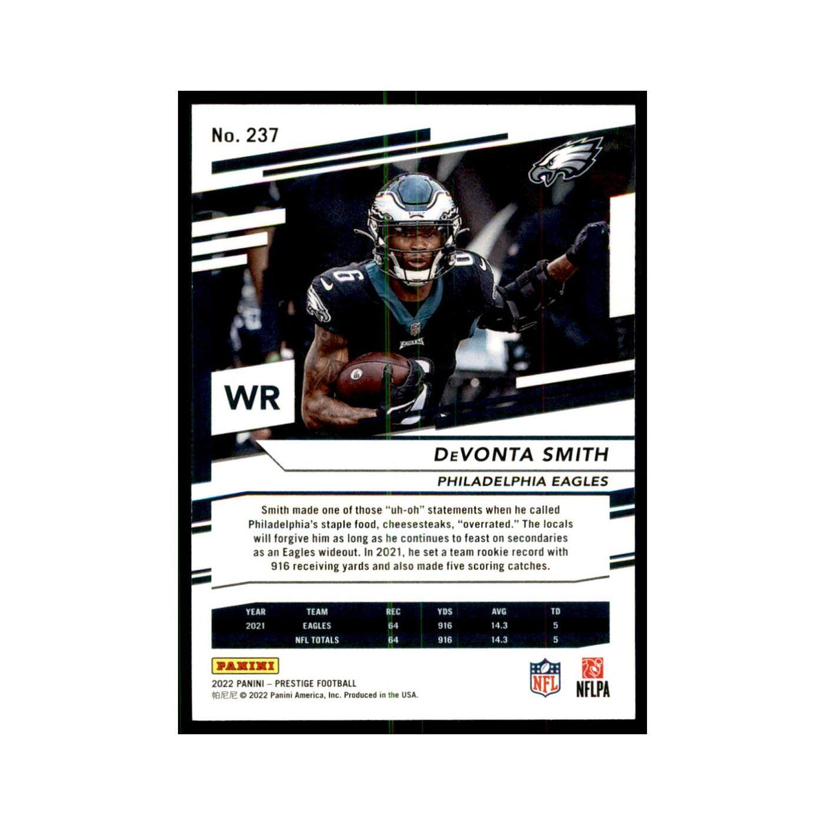 DeVonta Smith 2022 Panini Prestige #237 Philadelphia Eagles Football Card NM