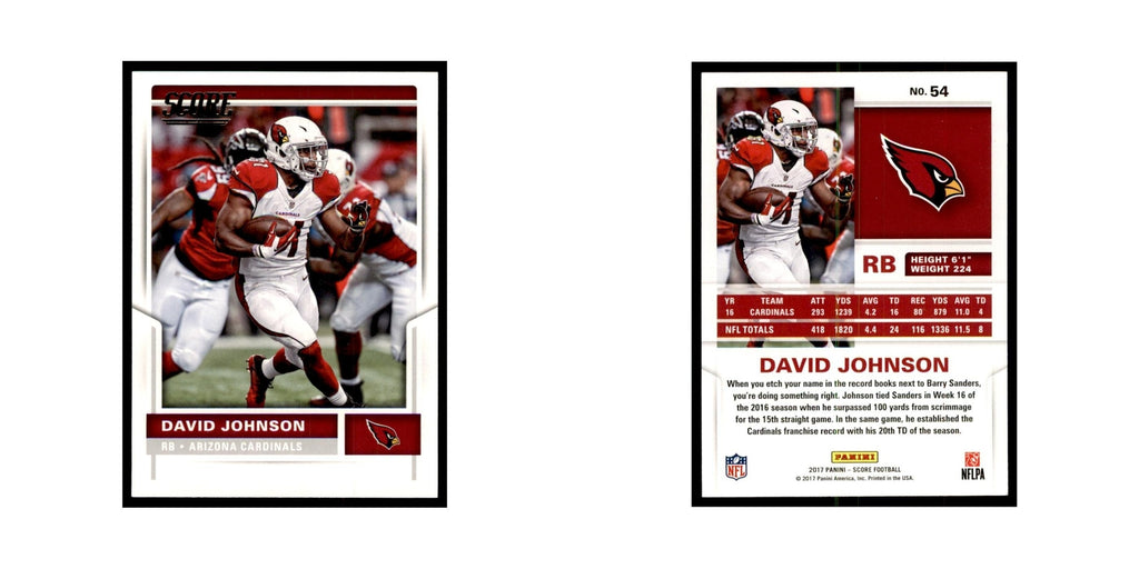 David Johnson 2017 Score #54 Arizona Cardinals Football Card NM