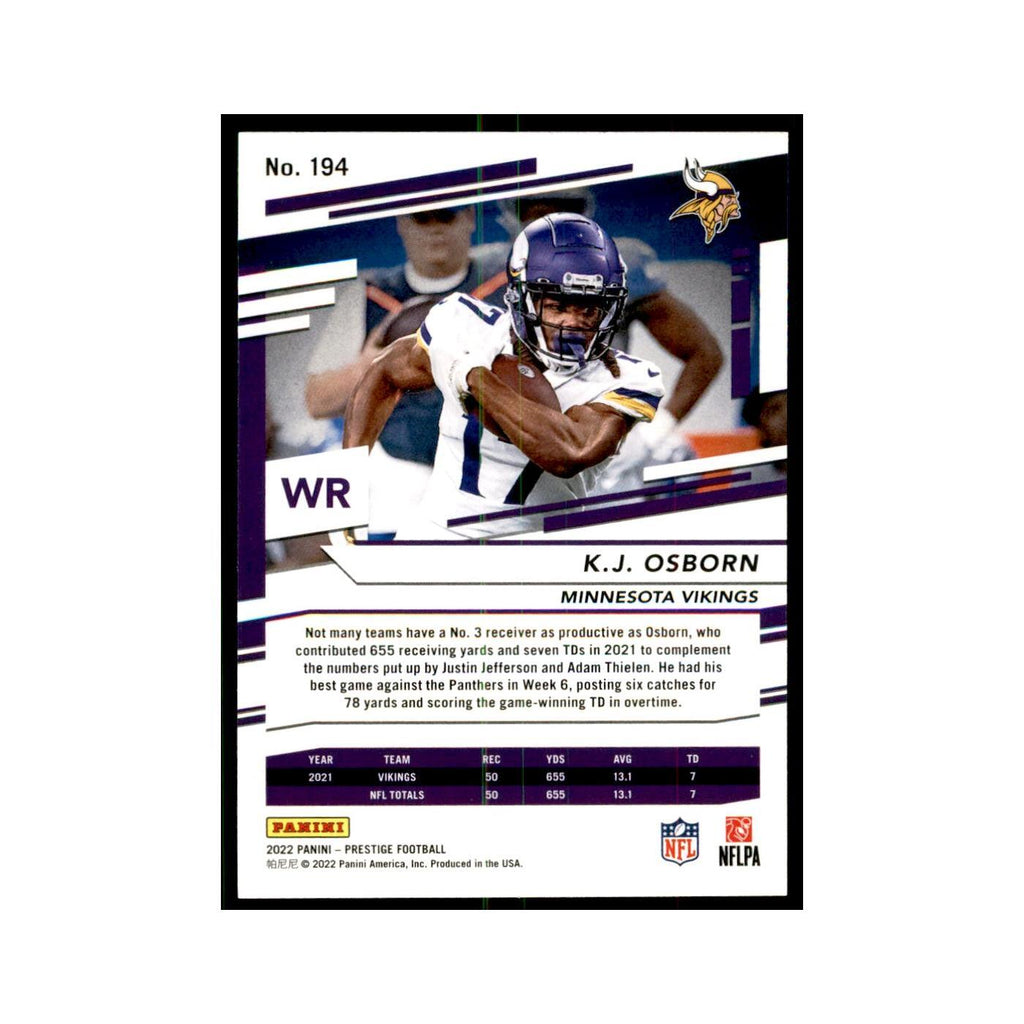 K.J. Osborn 2022 Panini Prestige #194 Minnesota Vikings Football Card NM