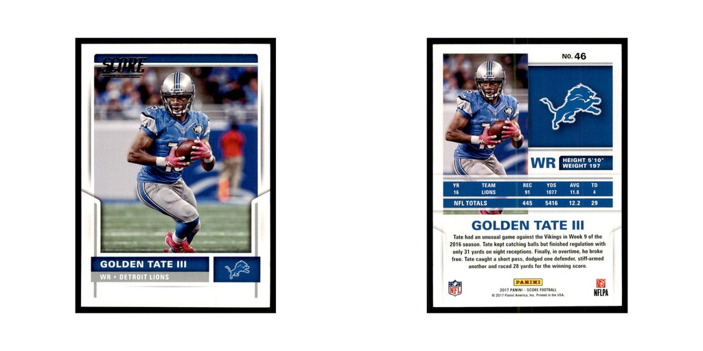 Golden Tate III 2017 Score #46 Detroit Lions Football Card NM
