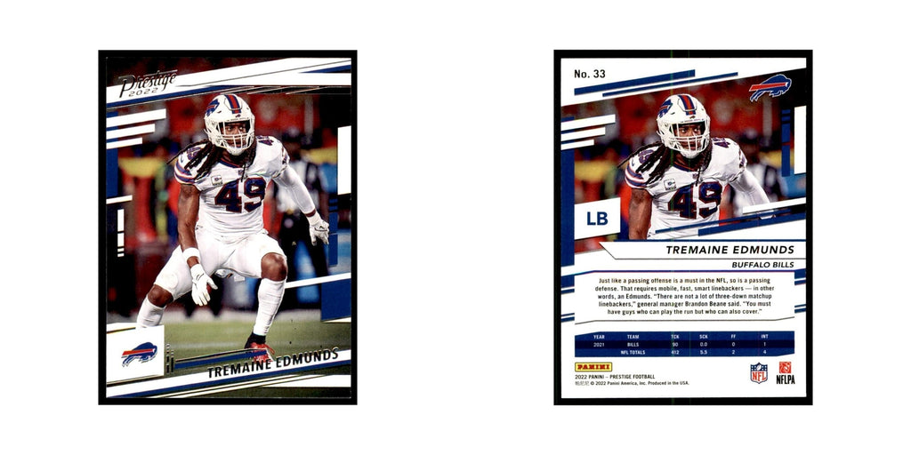 Tremaine Edmunds 2022 Panini Prestige #33 Buffalo Bills Football Card NM