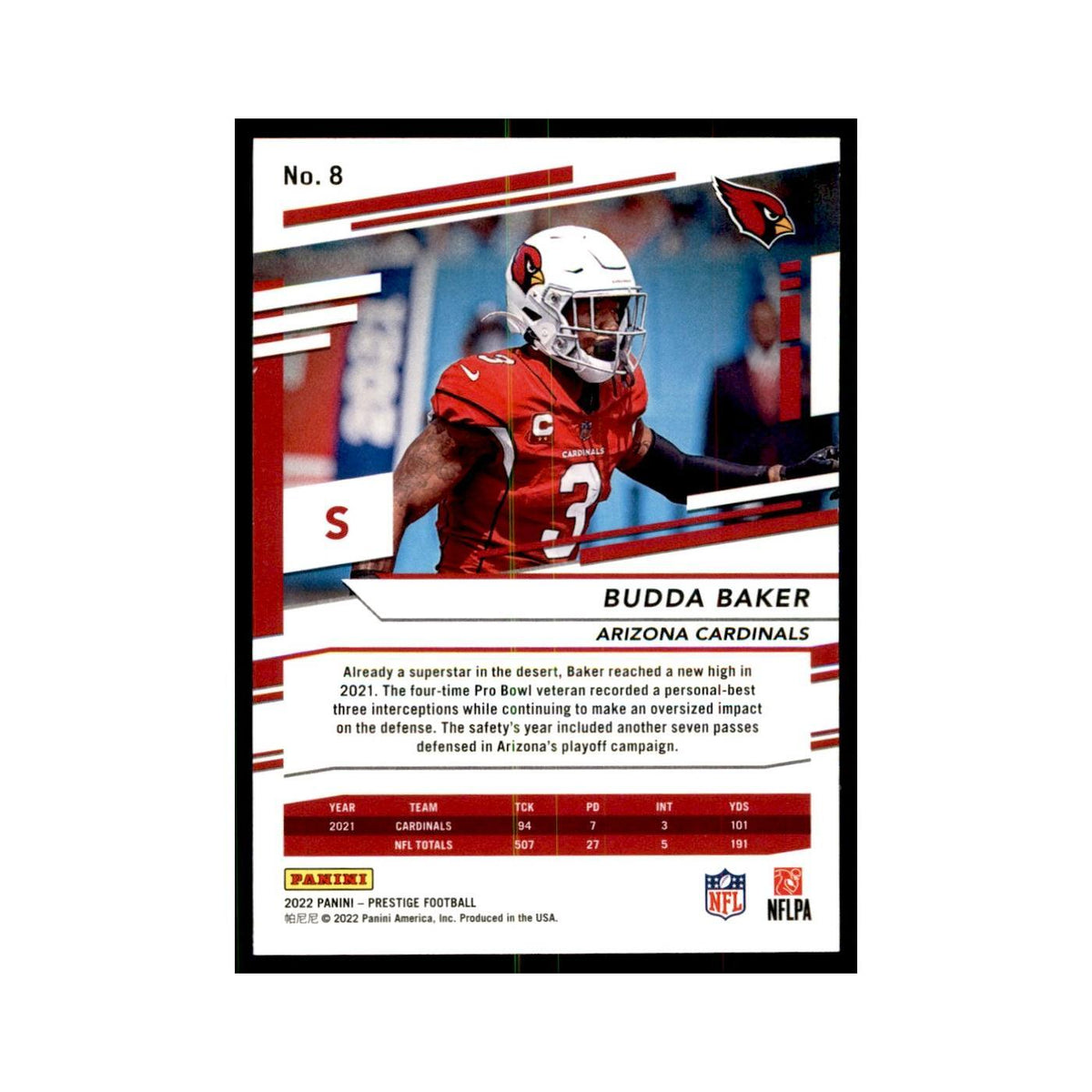 Budda Baker 2022 Panini Prestige #8 Arizona Cardinals Football Card NM
