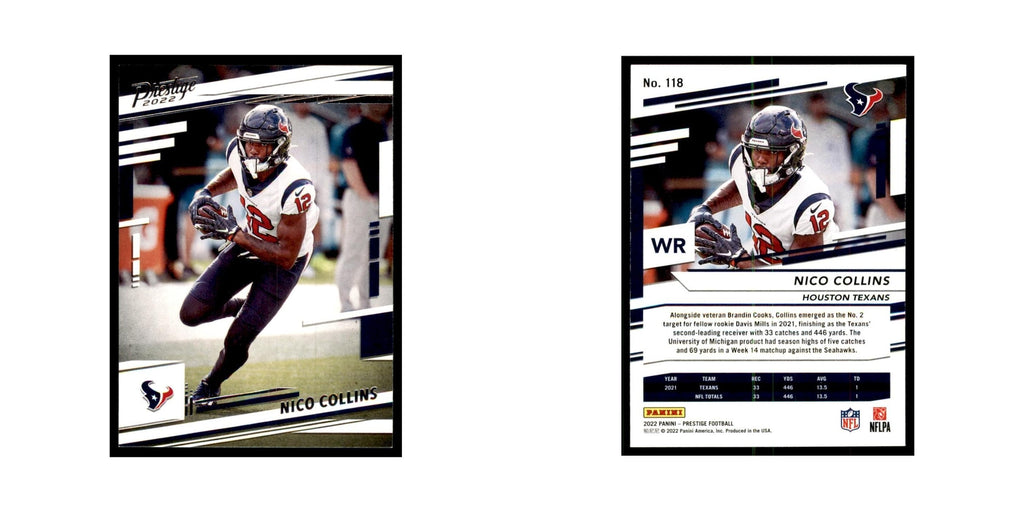 Nico Collins 2022 Panini Prestige #118 Houston Texans Football Card NM