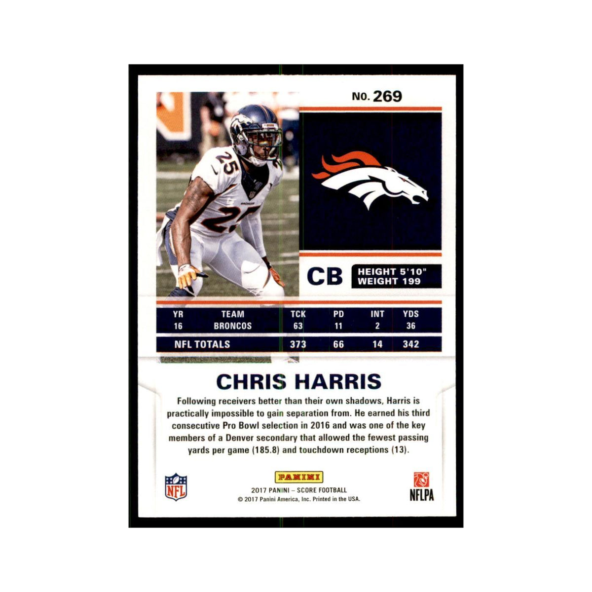 Chris Harris 2017 Score #269 Denver Broncos Football Card NM
