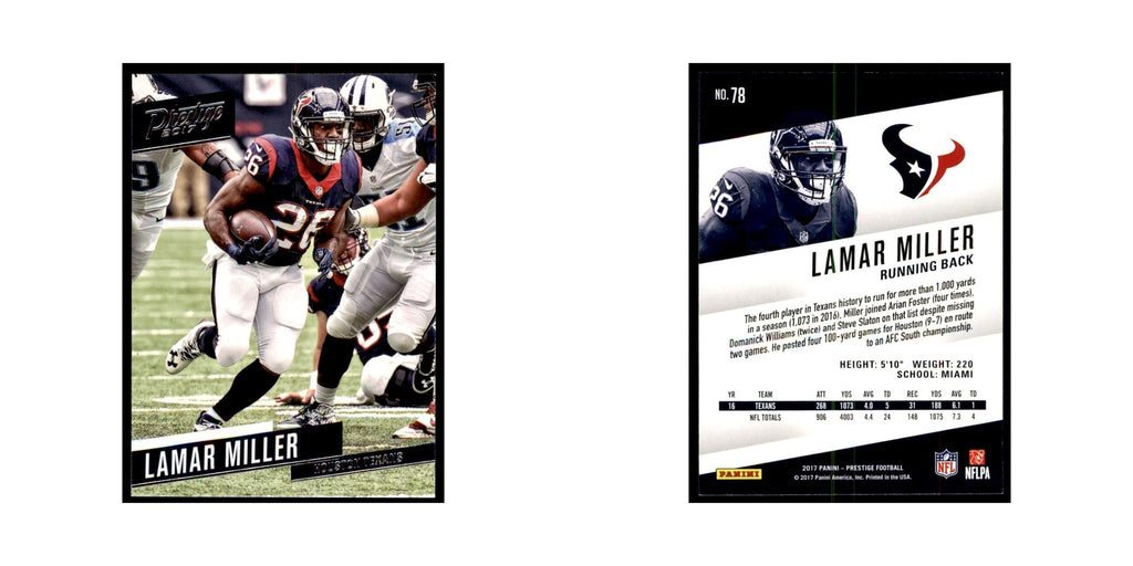Lamar Miller 2017 Panini Prestige #78 Houston Texans Football Card NM