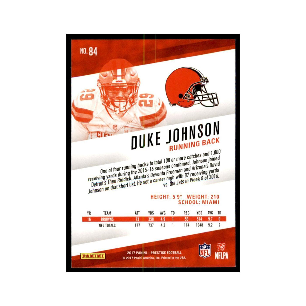 Duke Johnson 2017 Panini Prestige #84 Cleveland Browns Football Card NM