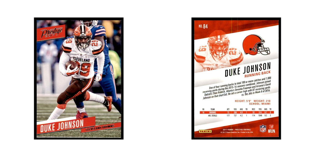 Duke Johnson 2017 Panini Prestige #84 Cleveland Browns Football Card NM