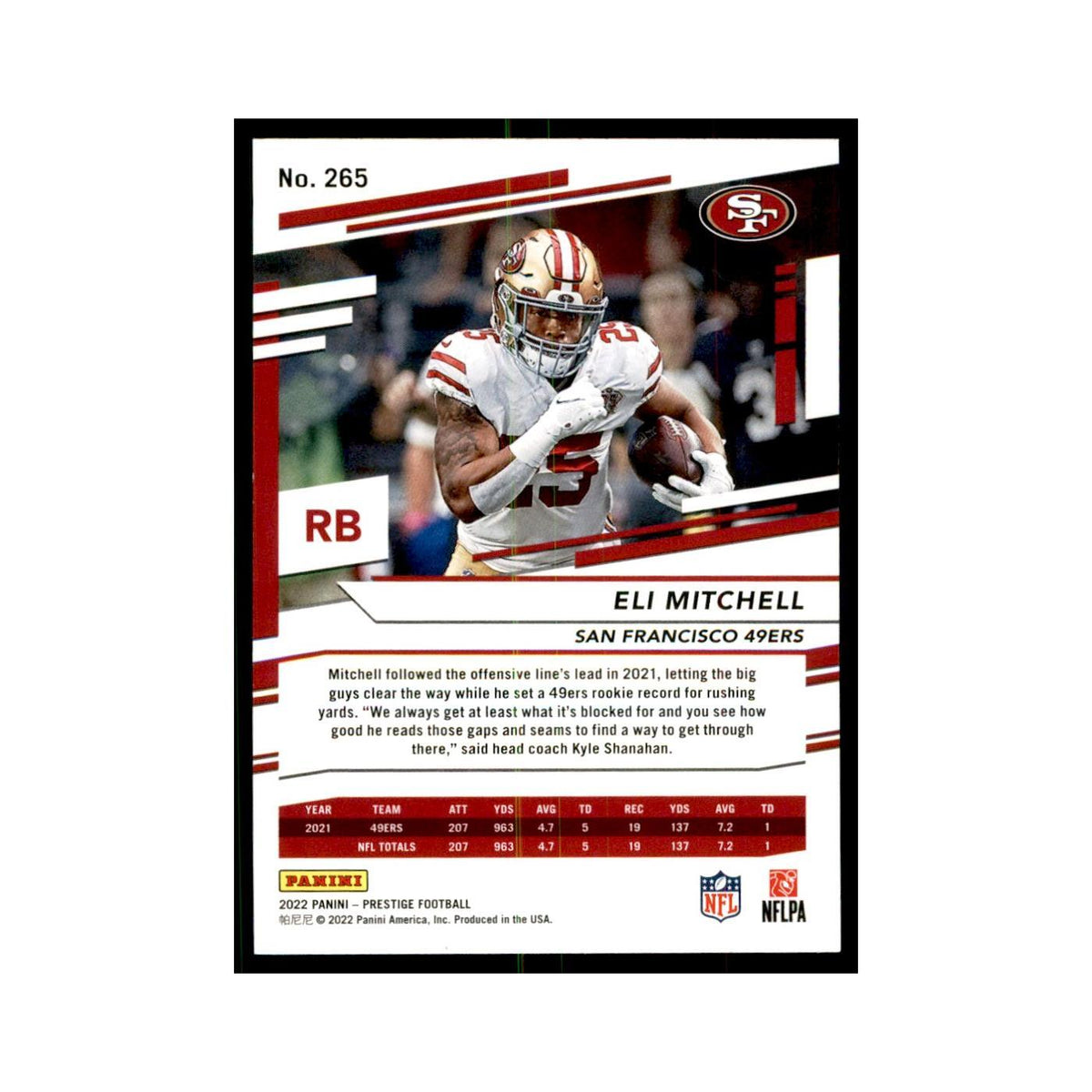 Eli Mitchell 2022 Panini Prestige #265 San Francisco 49ers Football Card NM