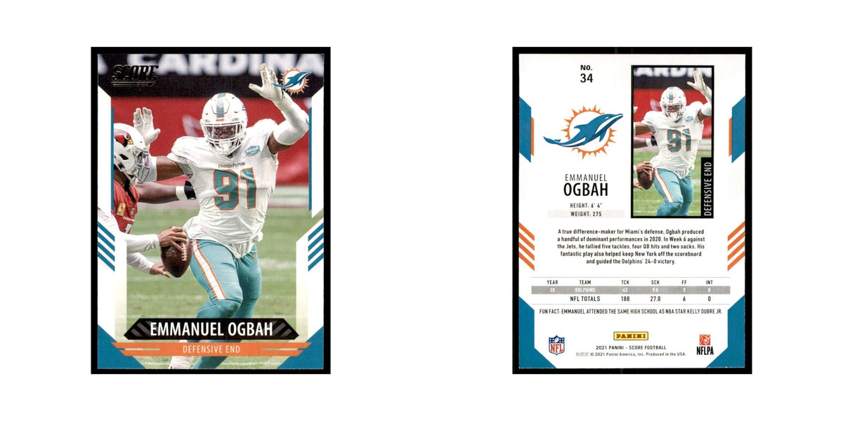 Emmanuel Ogbah 2021 Score #34 Miami Dolphins Football Card NM