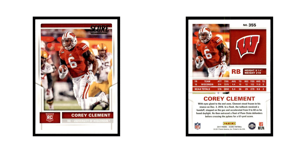 Corey Clement Rookie 2017 Score #355 Wisconsin Badgers Football Card NM