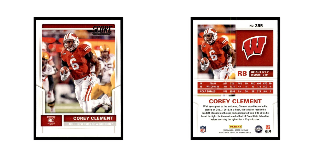 Corey Clement Rookie 2017 Score #355 Wisconsin Badgers Football Card NM